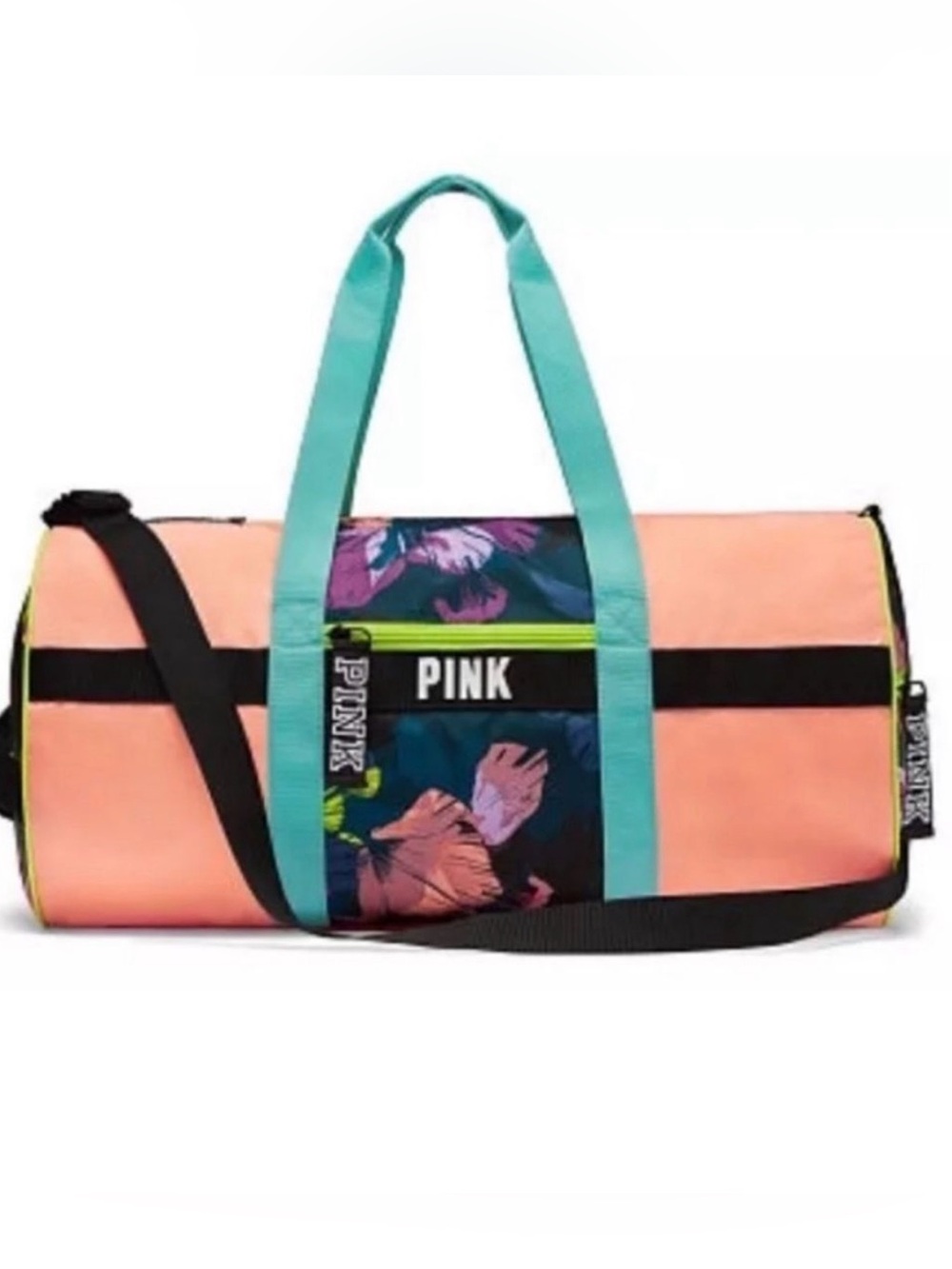 Y2K Victorias Secret Pink Colorblock Duffel Bag Oversized Floral Beachy resort